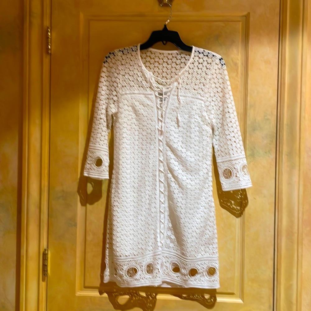White Saylor crocheted detail dress-pretty enough for a wedding or date night!